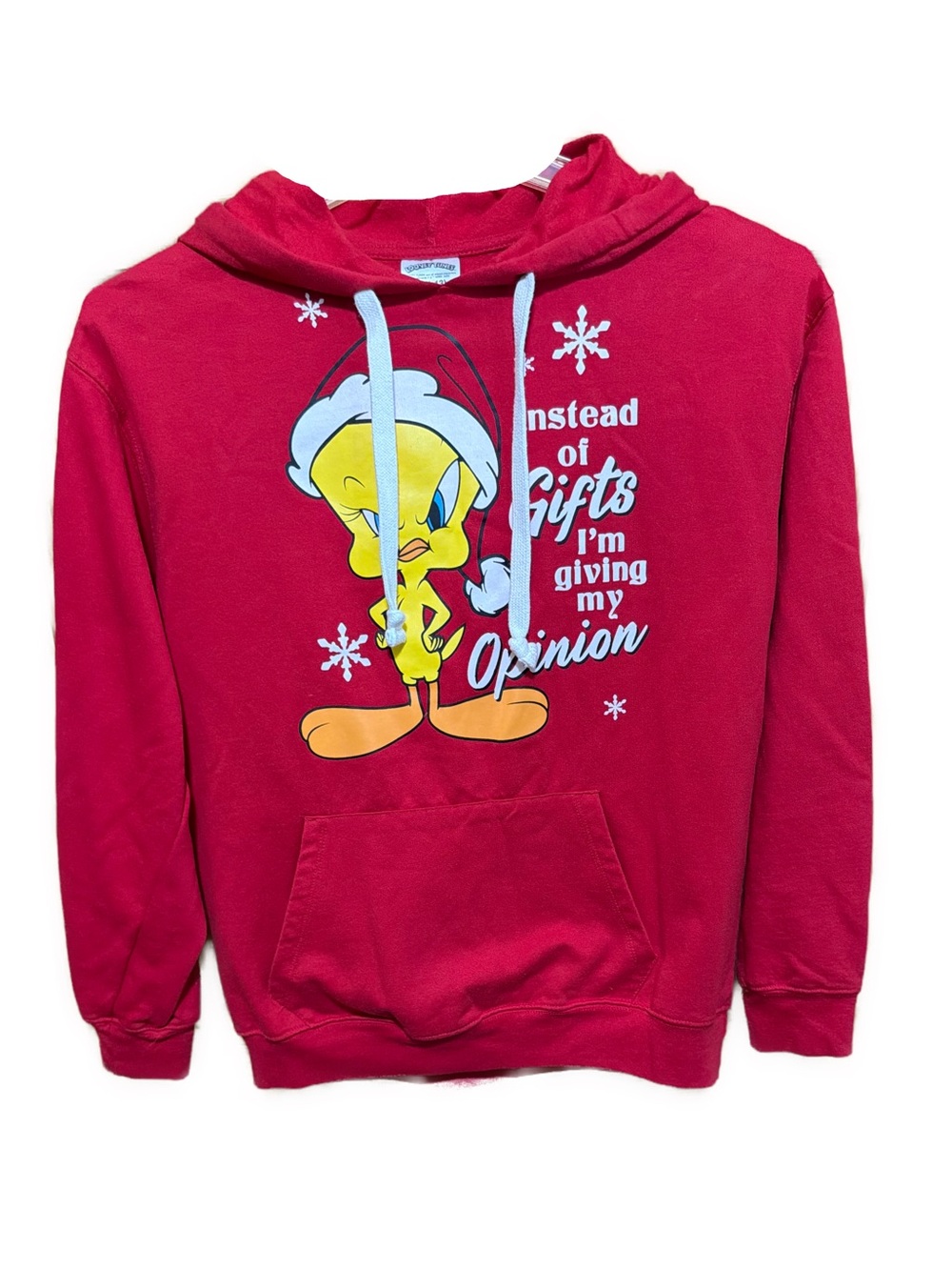 Looney Tunes Tweety Bird Christmas Hoodie Red Juniors Large (11-13)